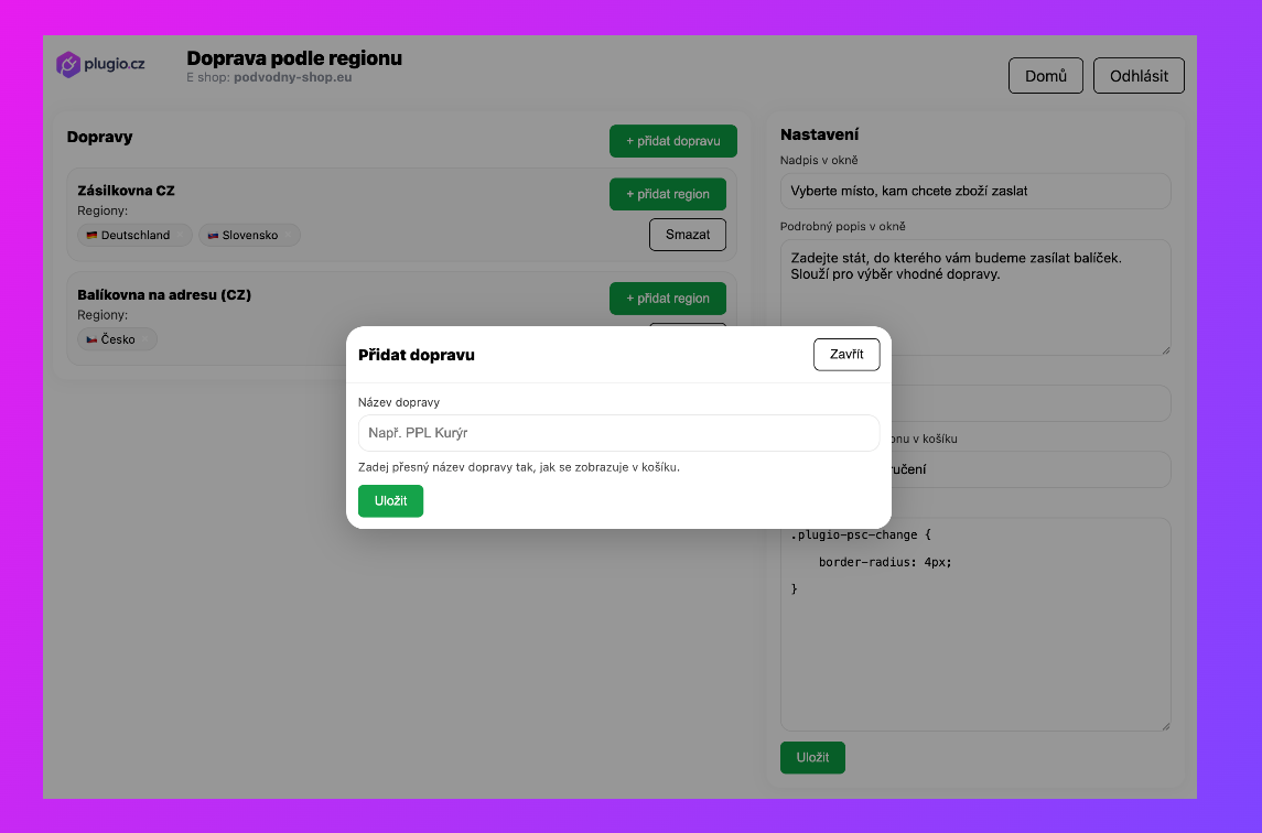 Doprava podle regionu