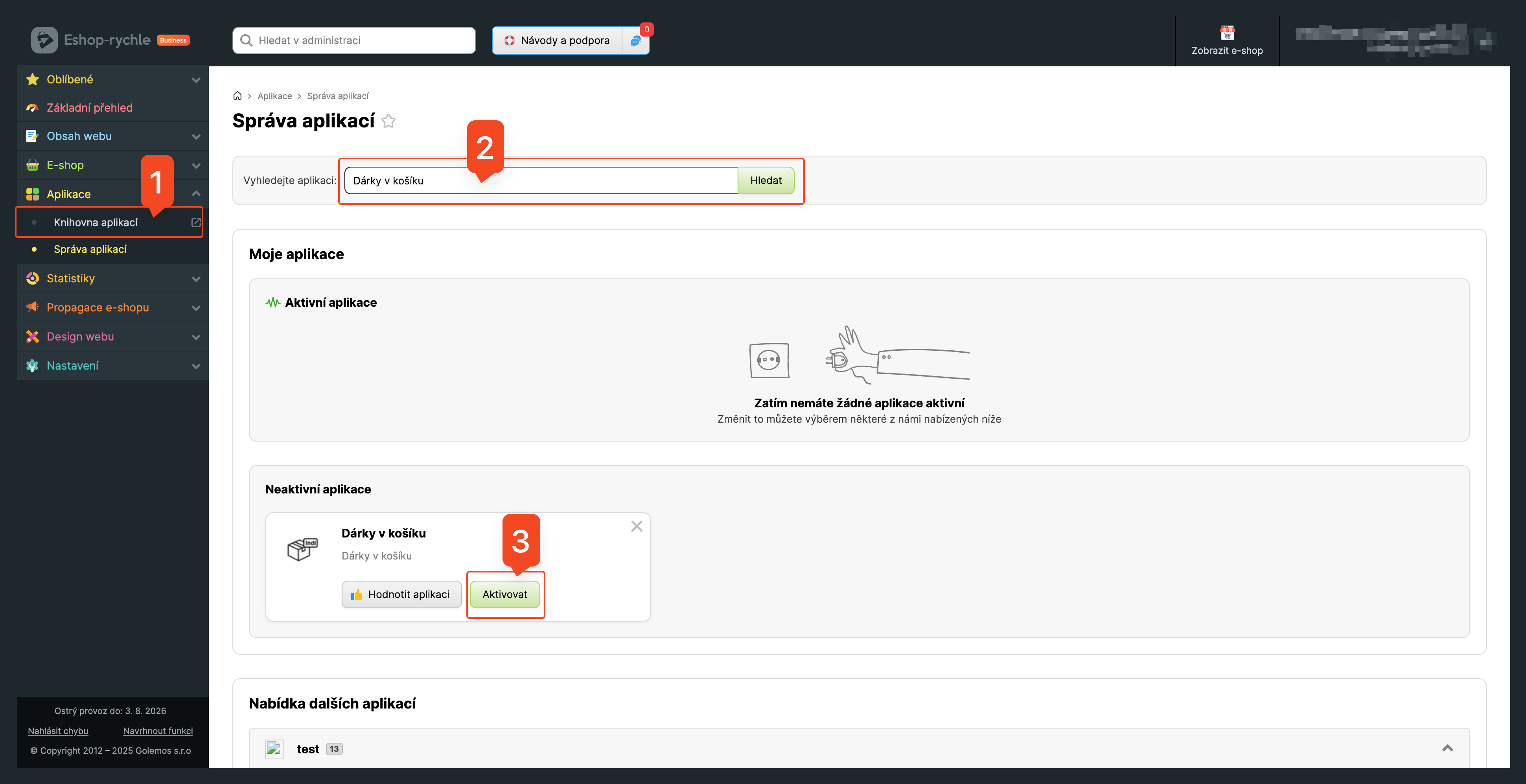 Ukázka objednání pluginu